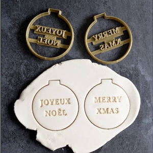Christmas ornament cookie cutter &quot;Merry Xmas&quot; or &quot; Joyeux Noël&quot; - Winter cookie cutter - Christmas cookie cutter - Cookie cutter - Christmas