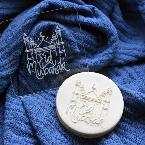 Tampon embosseur Eid Mubarak Mosquée - Fondant embosser pour biscuit décorés- Tampon pour pâte à sucre - Tampon biscuit Aid