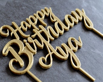Cake Topper Geburtstag mit Vornamen - Personalisierte Geburtstagskuchendekoration - Happy Birthday Cake Topper