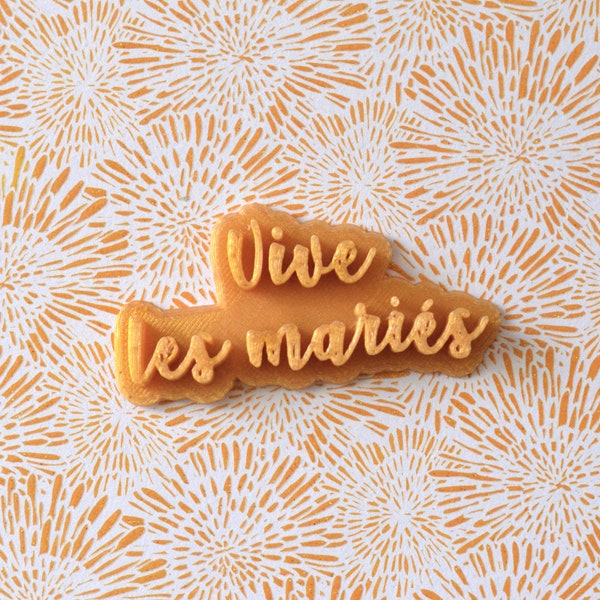 Tampon Presse à biscuit Vive les mariés - Emporte-pièce Message - Emporte-pièce mariage - Biscuit à message Mariage. Cookie cutter with name