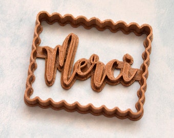 Petit Beurre Danke-Ausstecher. Hochzeits-Keksausstecher. Cookie-Stempel für Nachrichten. Nachrichtenausstecher. Cookie-Nachricht.