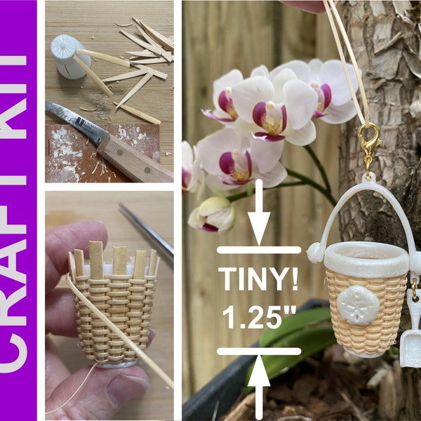 DIY KIT – MICRO Extra Tiny Sandail Nantucket Basket Ornament Pair