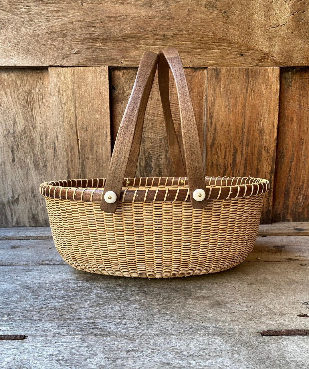 ナンタケットバスケット 13インチ オーバル デュアルハンドル