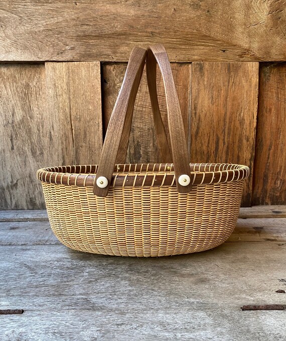 ナンタケットバスケット 13インチ オーバル デュアルハンドル