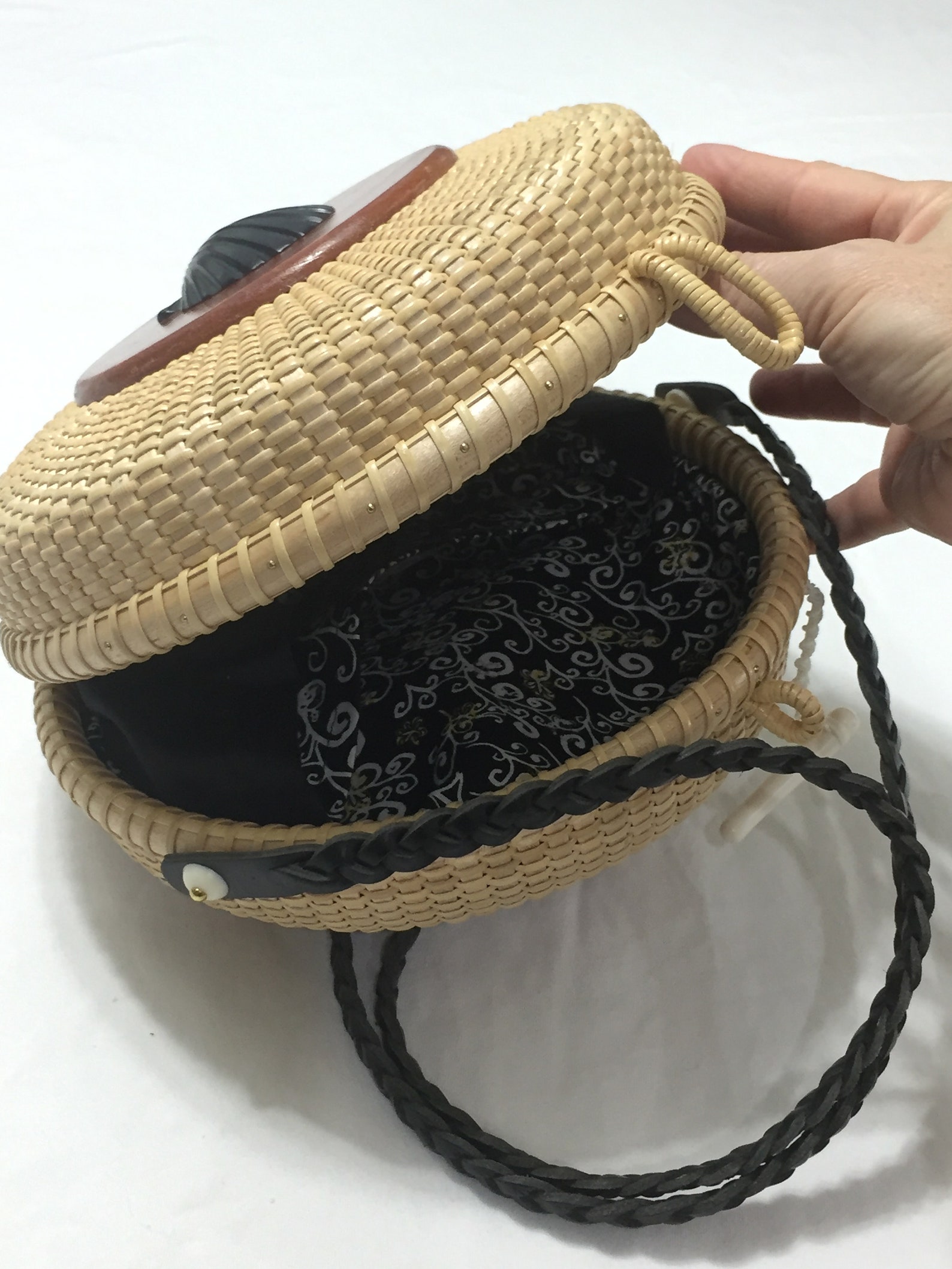 PURSE Nantucket Basket Unique Round Shoulder Bag Lined Etsy