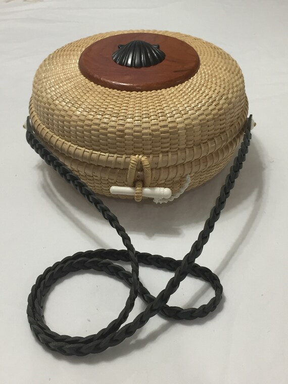 PURSE Nantucket Basket Unique Round Shoulder Bag Lined Etsy
