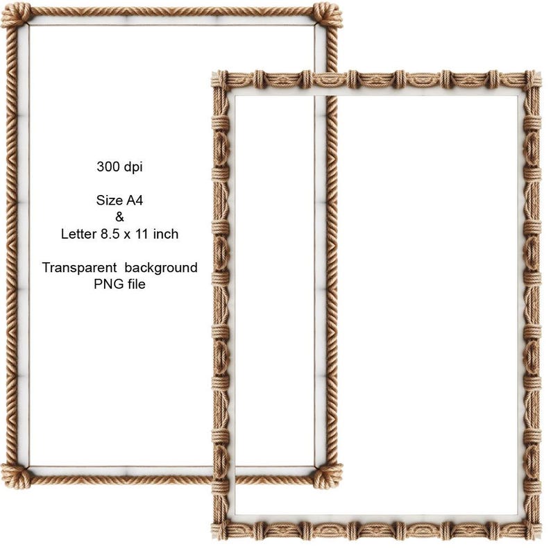 Thumbnail Borders Rope Nautical Rope Borders Borders 8 Frames Bundle Digital Download A4 & 8 ...