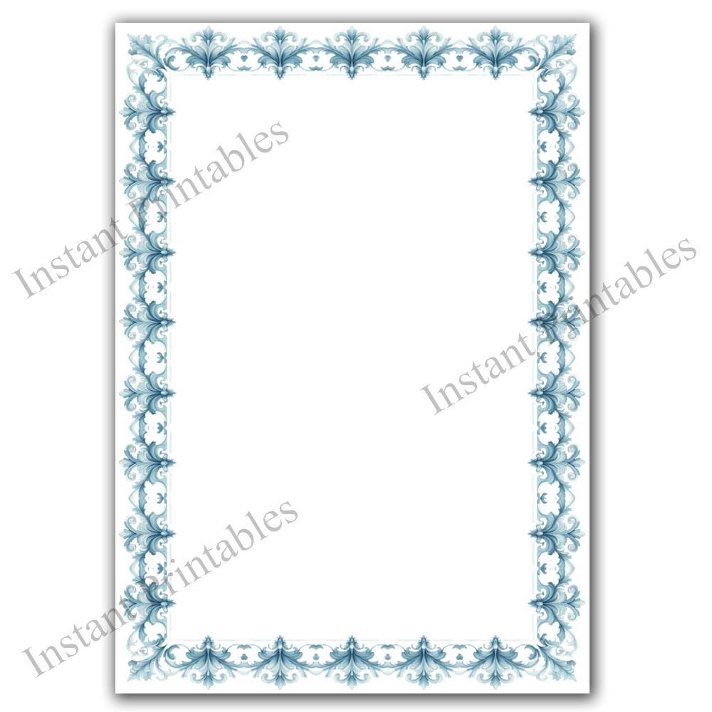 Light Blue Rococo Borders 8 Frames Ornate Style Clip Art Digital ...