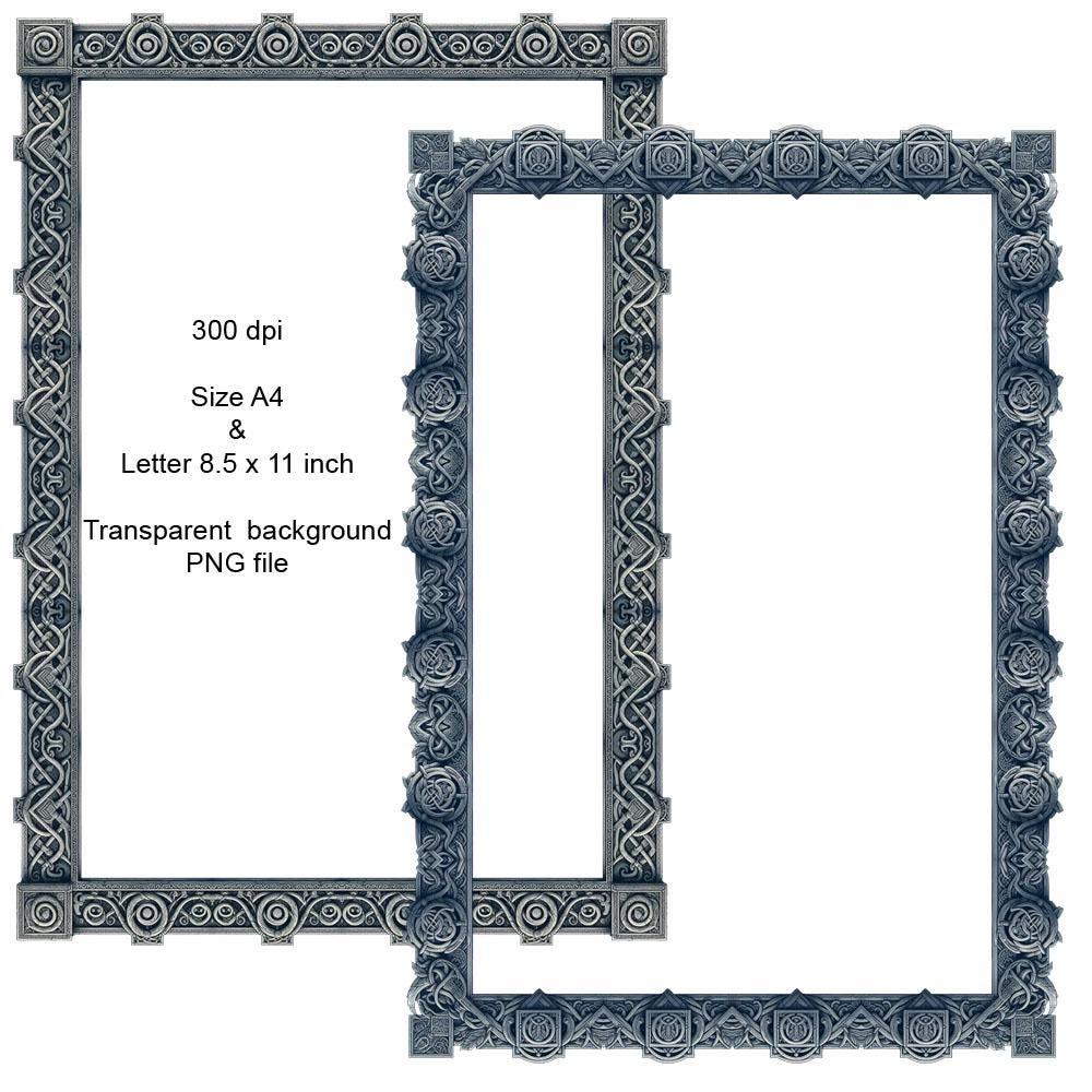 Nordic Borders 7 Frames Ornate Norse Style Clip Art Digital