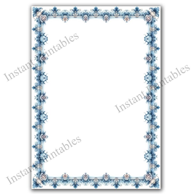 Light Blue Rococo Borders 8 Frames Ornate Style Clip Art Digital ...