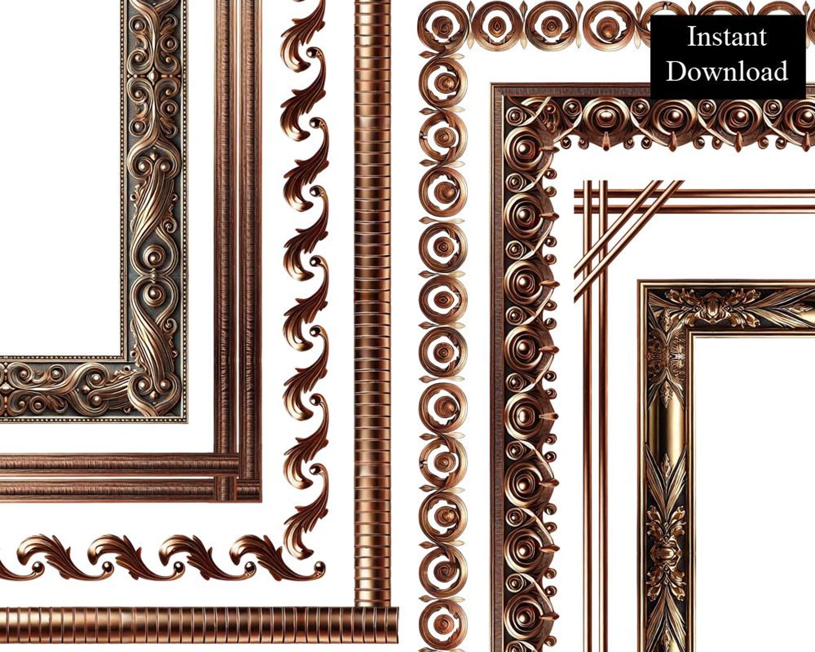 Broze Border Medieval Bronze Borders 8 Frames Bundle Digital Download A4 & 8.5x11 ...