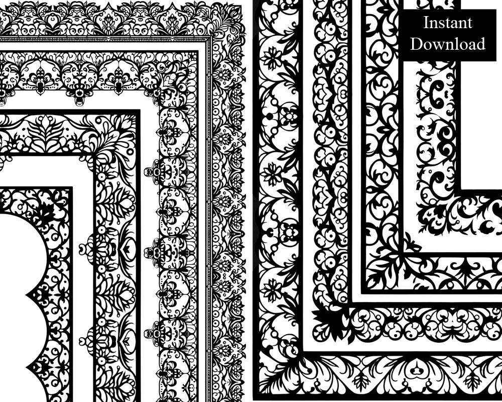 Black Laser Cut Borders 8 Frames Bundle Digital Download A4 & 8.5x11 ...