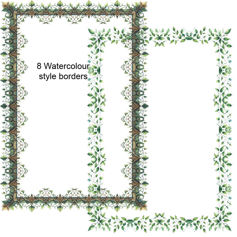 Leaves and Vines Watercolour Style Border Frame Edge Bundle 8 Digital  Download Borders A4 \u0026 8.5x11 Frames Elven Leaf Designs Medieval - Etsy, image size:1000x1000
