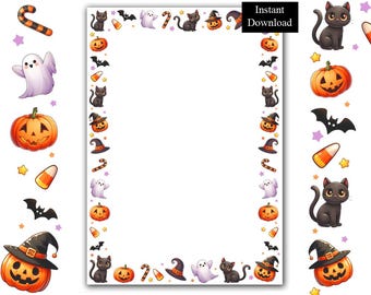 Kids Halloween Border Frame ClipArt Digital Download A4 & 8.5x11 Printable Page PDF/PNG