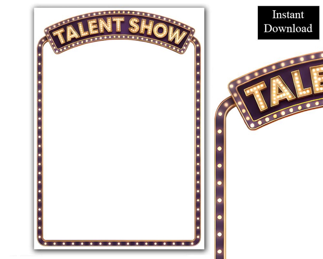 Talent Show Frame Talent Show Border Page Frame Clipart PDF, PNG Digital Instant Download ...