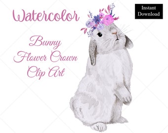 Easter Watercolor Clipart Easter Bunny Easter Eggs Digital Download Easter Clip art seamless easter repeat tile Flower Crown Rabbit clip art