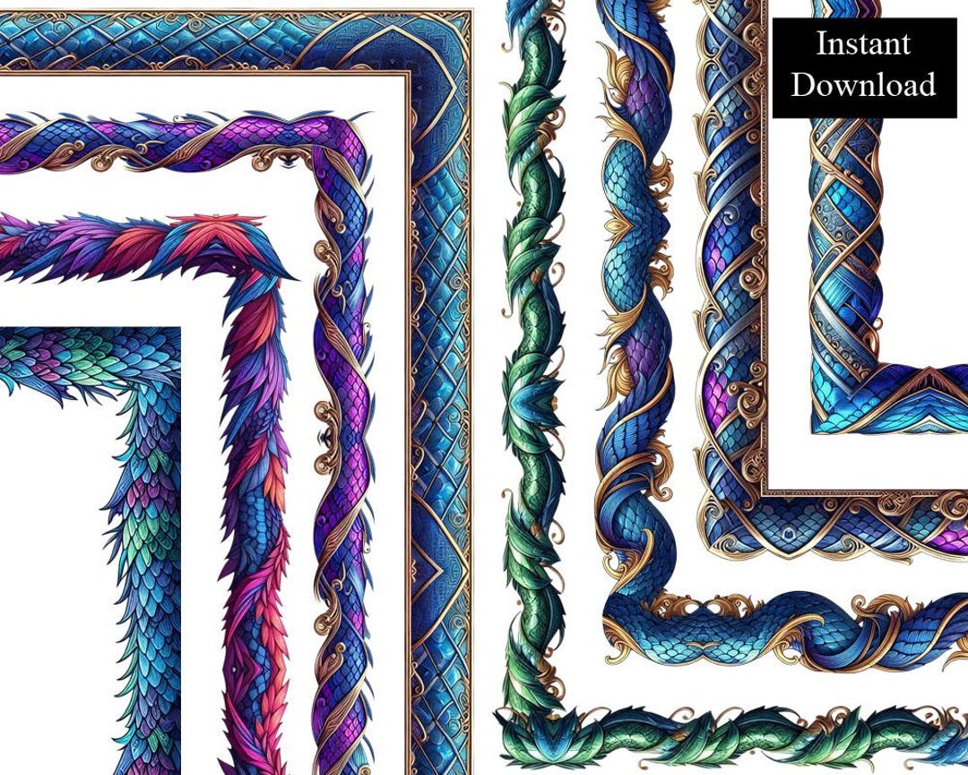 Borders様おまとめ専用ページ Dragon Scales Borders 8 Frames Bundle Digital Download A4 & 8.5x11