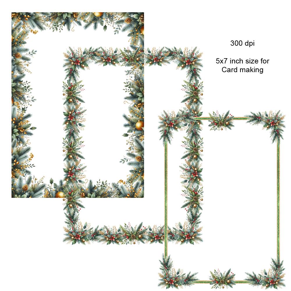 Christmas Watercolour 5x7 Borders Card Making Frame Clipart 17 Digital ...