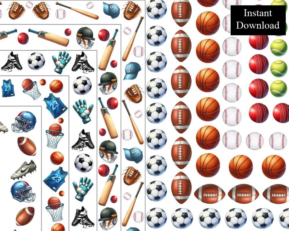 Sports Borders 11 Frames Bundle Digital Download A4 & 8.5x11 PNG