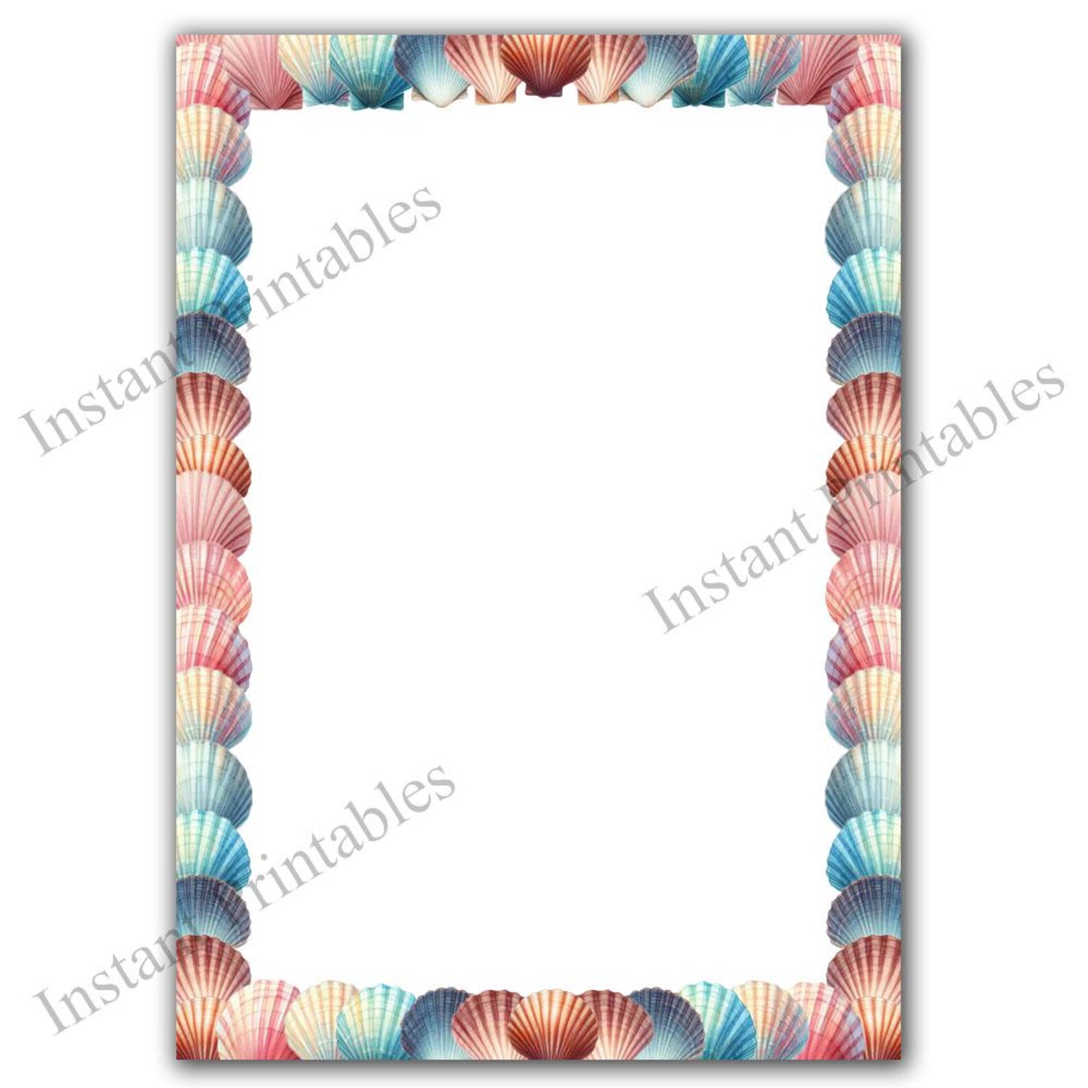 Shell Border Shape Colorful Sea Shells Borders Frames Shells Ocean Sea Water Clip Art Bundle 10 ...