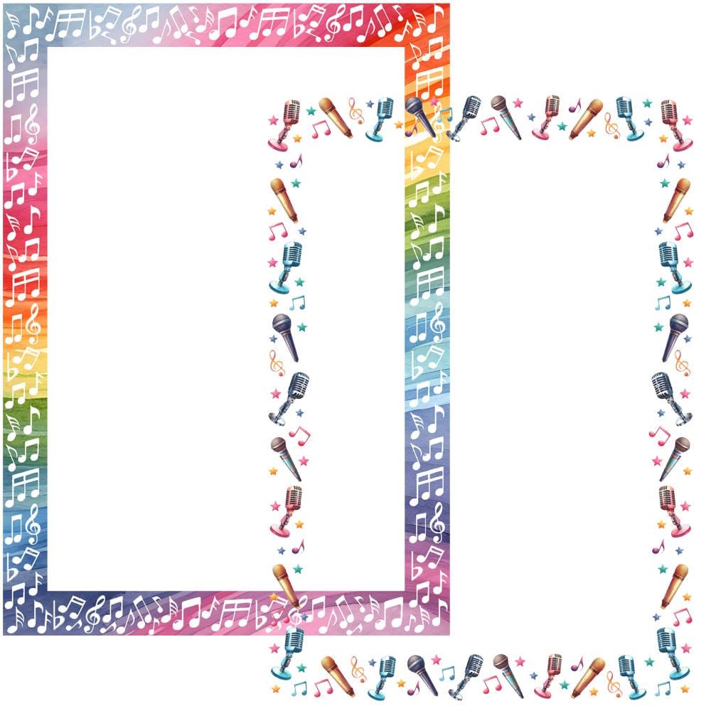 Music Borders Watercolour Frames 8 Clipart Bundle Digital Piano