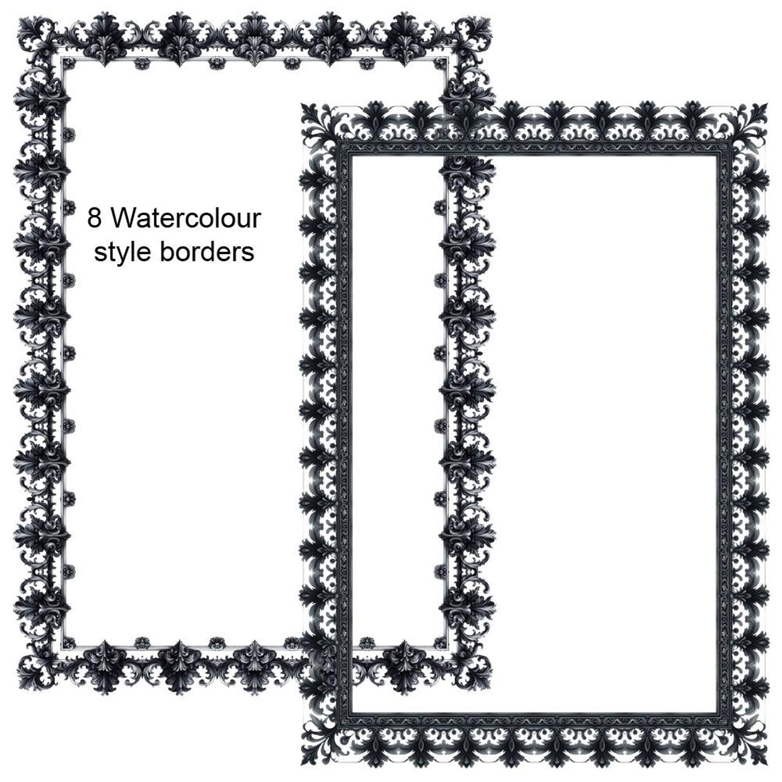 Black Rococo Borders 8 Frames Bundle Digital Download A4 & 8.5x11 PNG ...
