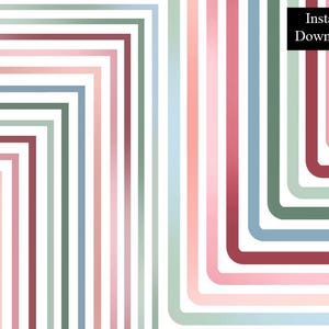 Op de afbeelding: Abstracte digitale kunst met een patroon van kleurrijke, gebogen lijnen. Het ontwerp bevat tinten roze, rood, groen en blauw, met de woorden "Direct downloaden" in een zwart kader rechtsboven.