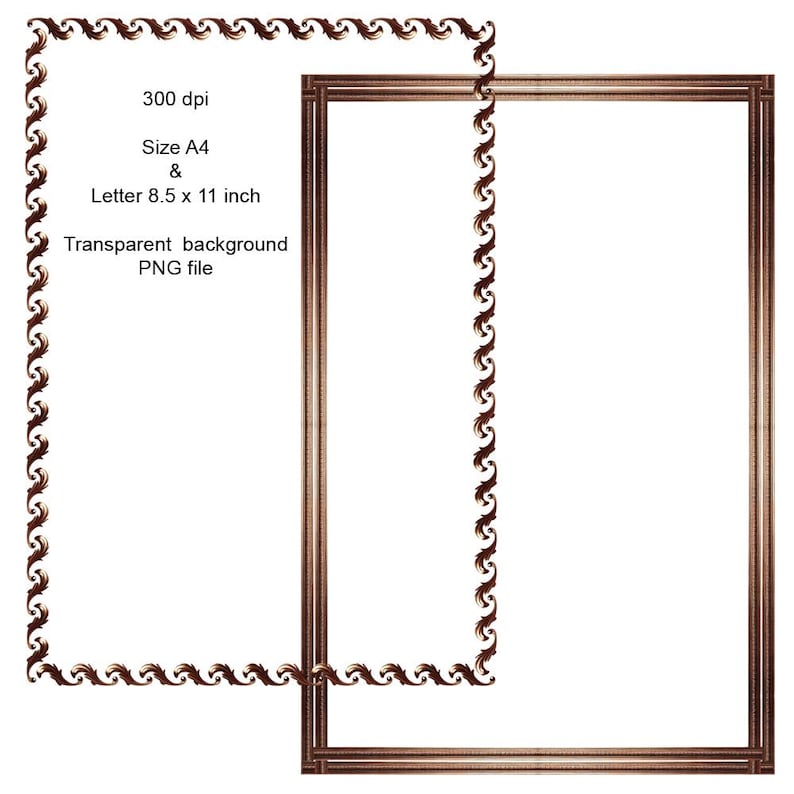 Broze Border Medieval Bronze Borders 8 Frames Bundle Digital Download A4 & 8.5x11 ...