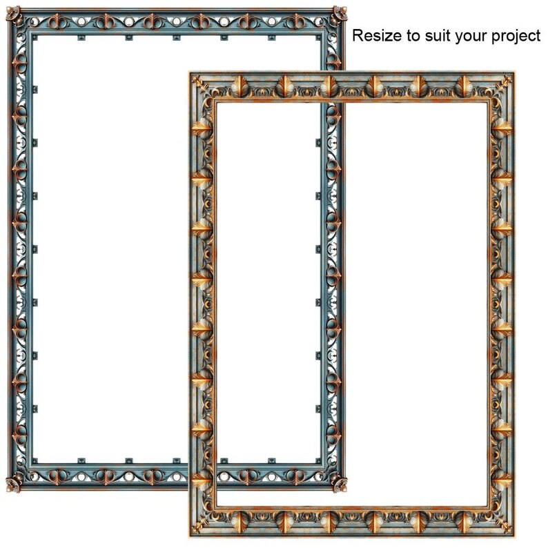 Aqua Rust Borders 8 Clipart Frames Ornate Filigree Borders Digital ...