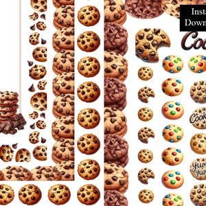 Cookies Bordüren Rahmen Backrahmen 8 Digitaler Download Choc Chip Cookies Seite A4 & 8.5x11 Border Cookie Keks Bilderrahmen PNG