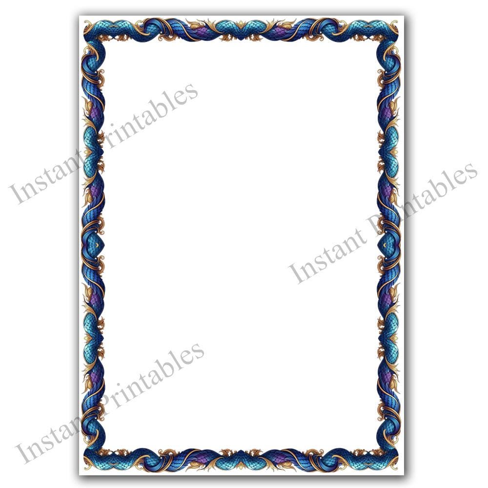 Dragon Scales Borders 8 Frames Bundle Digital Download A4 & 8.5x11