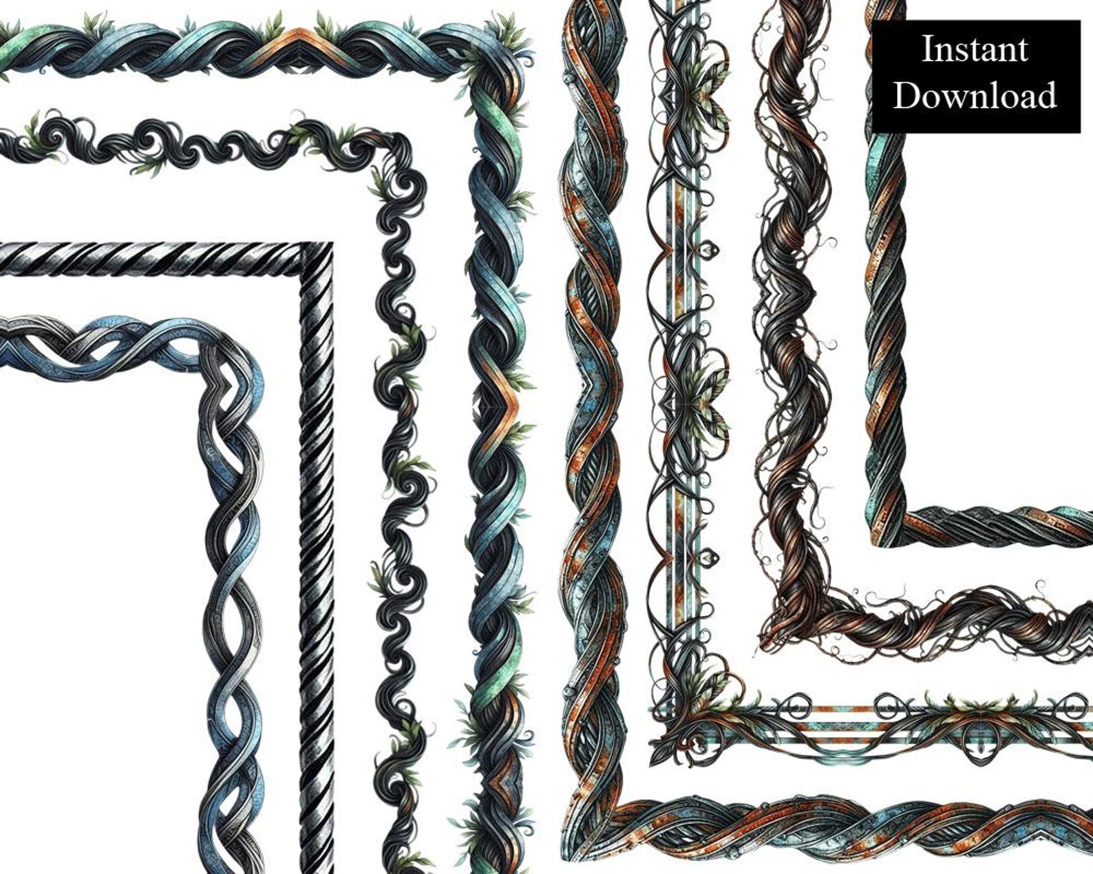 Twisted Metal Borders 8 Frames Ornate Metallic Style Clip Art Digital ...
