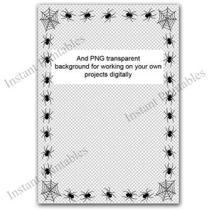 Spider Slide Border Spiders Web Halloween Border Frame Clipart Digital Download A4 & 8.5x11 ...