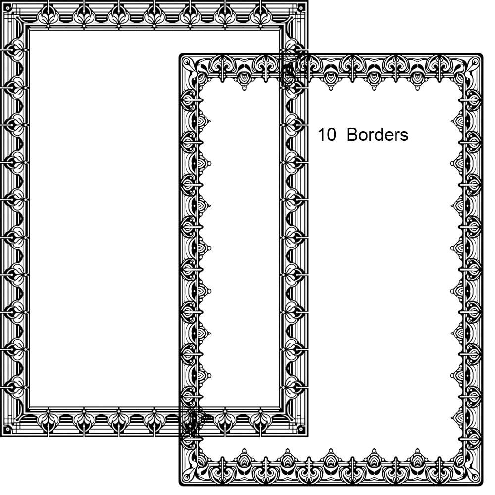 Black Art Nouveau Borders 10 Frames Ornate Style Clip Art Digital