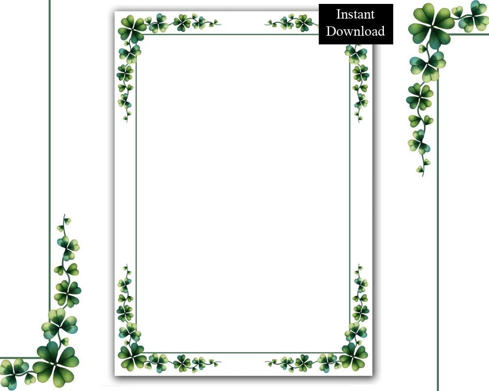 『clover様　オーダー出品ページ』 St Patrick's Day Border Frame Printable Clover Clipart PDF/PNG