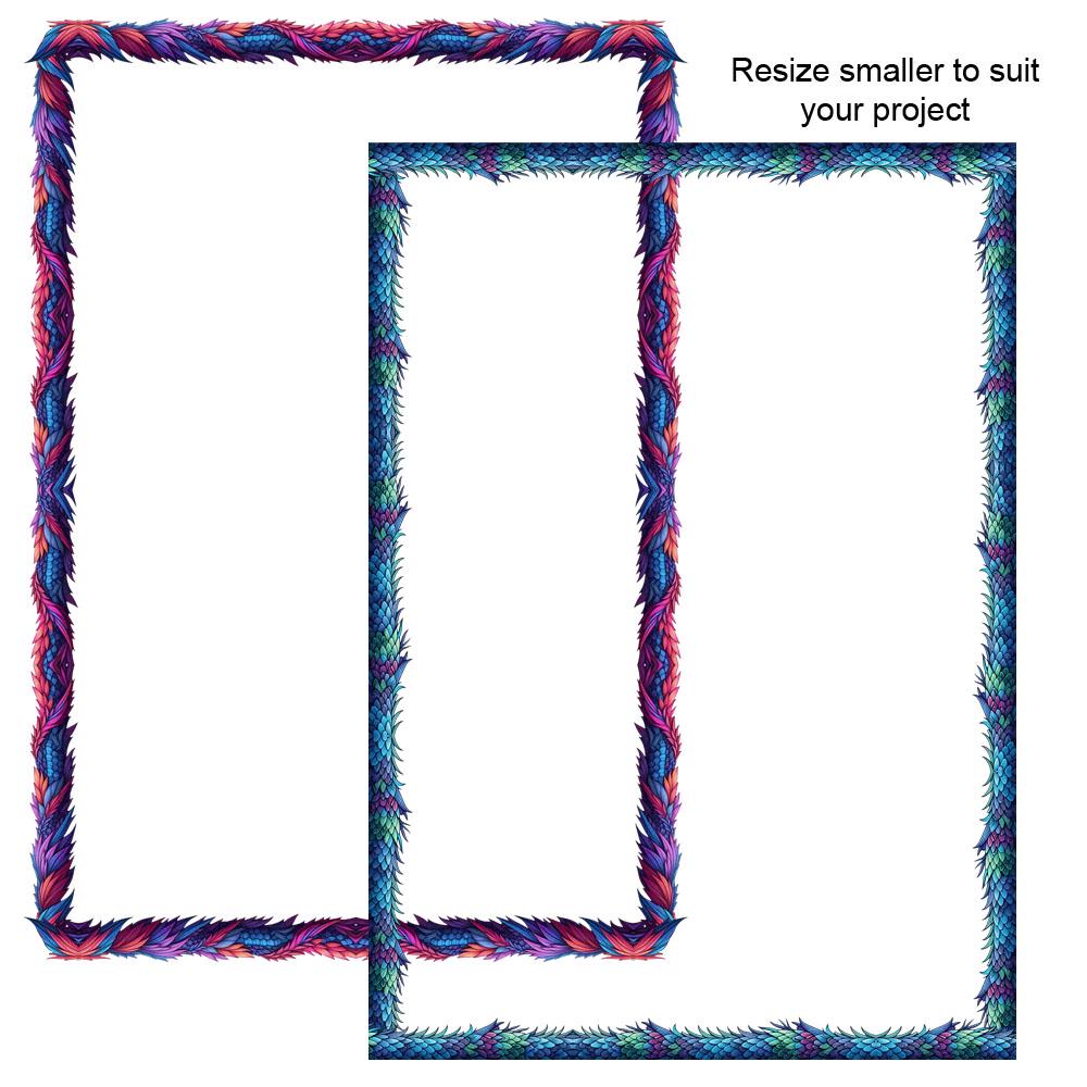 Borders様おまとめ専用ページ Dragon Scales Borders 8 Frames Bundle Digital Download A4 & 8.5x11