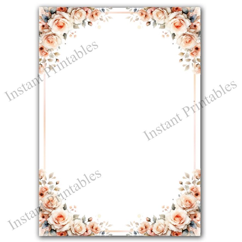 Rose Floral Corners Watercolour Style Border Frame Edge Bundle 8 ...