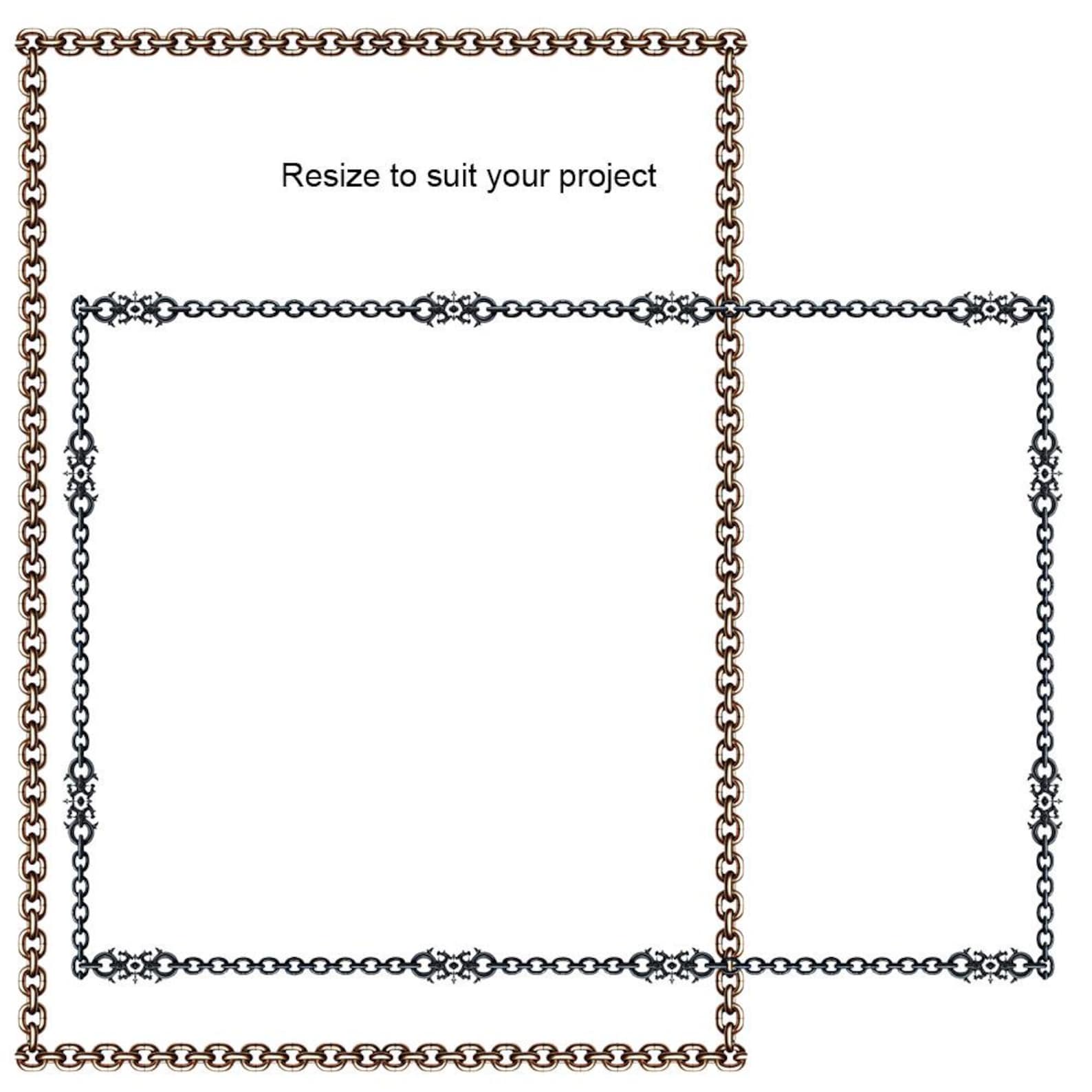 Chain Links Borders 8 Frames Bundle Digital Download A4 & 8.5x11 PNG ...