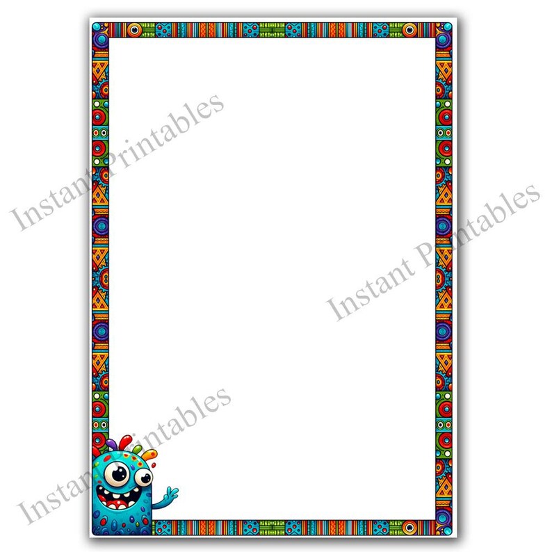 Monster Borders Frames 8 Clipart Digital Downloads 8.5x11 & A4 Pngs ...