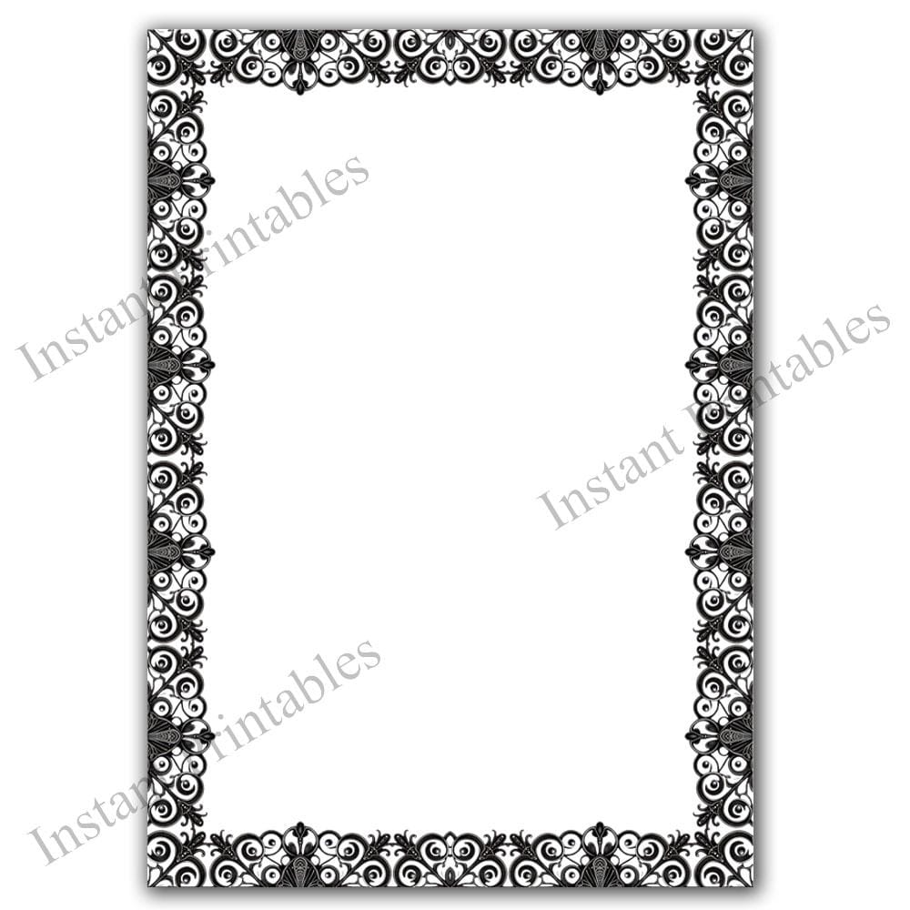 Black Decorative Borders 8 Frames Ornate Style Clip Art Digital Download  Vintage Damask Scalloped Lace Border Page Frame A4 \u0026 8.5 X 11 PNG - Etsy, image size:1000x1000