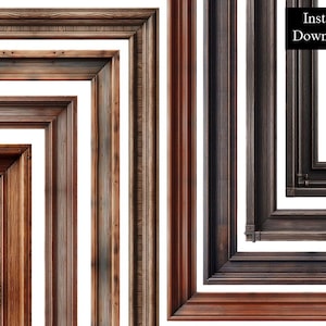 Dark Wood Borders 8 Frames Holz Bilderrahmen Clip Art Digitaler Download Hölzern Rechteckig Foto Schwarz Mahagoni Rahmen A4 & 8,5x11 PNG