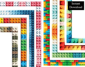 Bordes de bloques de construcción, 8 marcos, marcos de fotos, imágenes prediseñadas, descarga digital, marco para manualidades escolares, tamaño A4 y 8.5x11 PNG