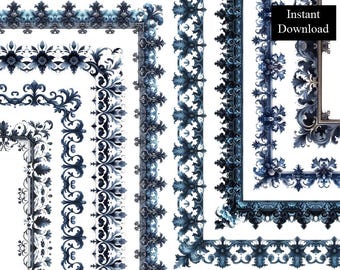 Navy Blue Borders and Frames 8x11 - Decorative Border Corner