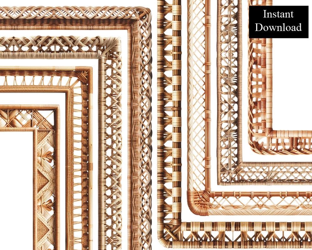 Woven Cane Borders 8 Frames Bundle Digital Download A4 & 8.5x11