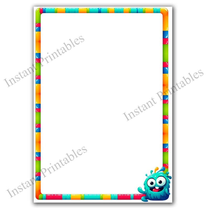Monster Borders Frames 8 Clipart Digital Downloads 8.5x11 & A4 Pngs ...