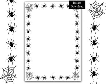 Spiders Web Halloween Border Frame ClipArt Digital Download A4 & 8.5x11 Printable Page PDF/PNG
