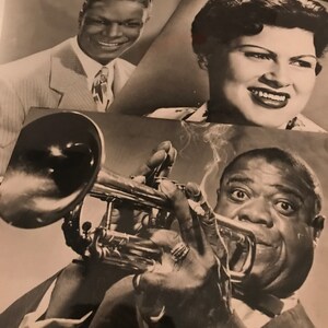 May include: Black and white photograph of a man playing a trumpet. The man is wearing a suit and tie. The trumpet is in focus and the man's face is partially obscured by the trumpet.