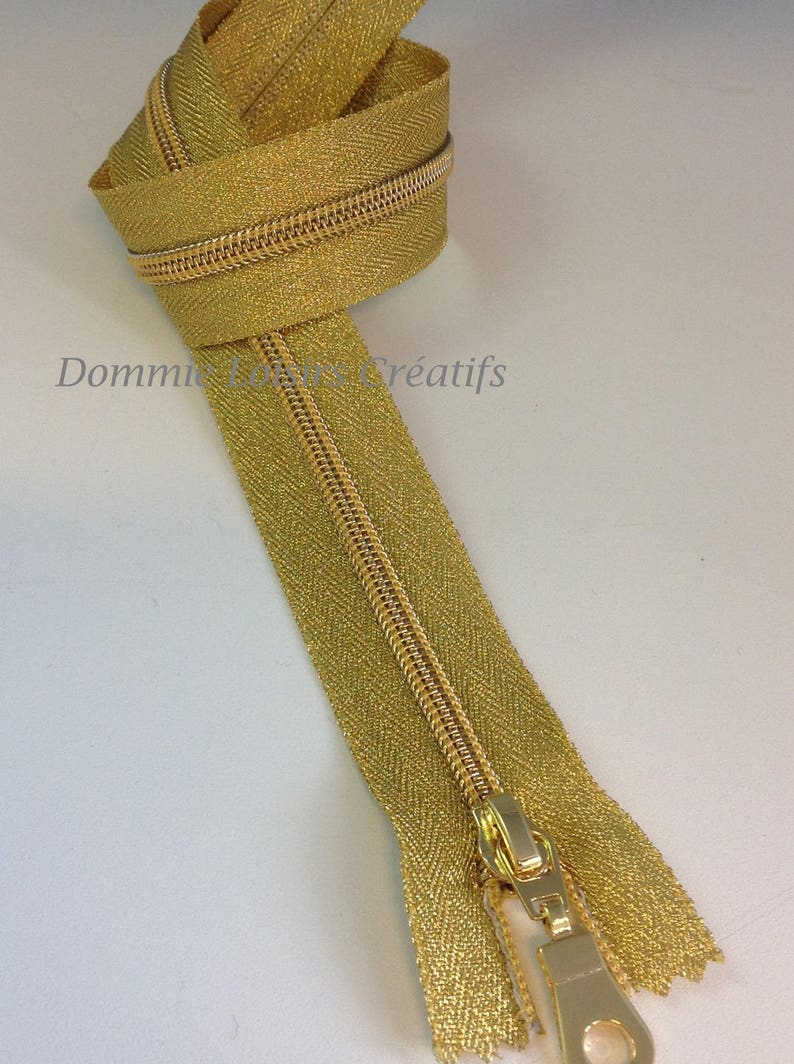 lurex gold Closure zipper 50 cm fine plastic mesh