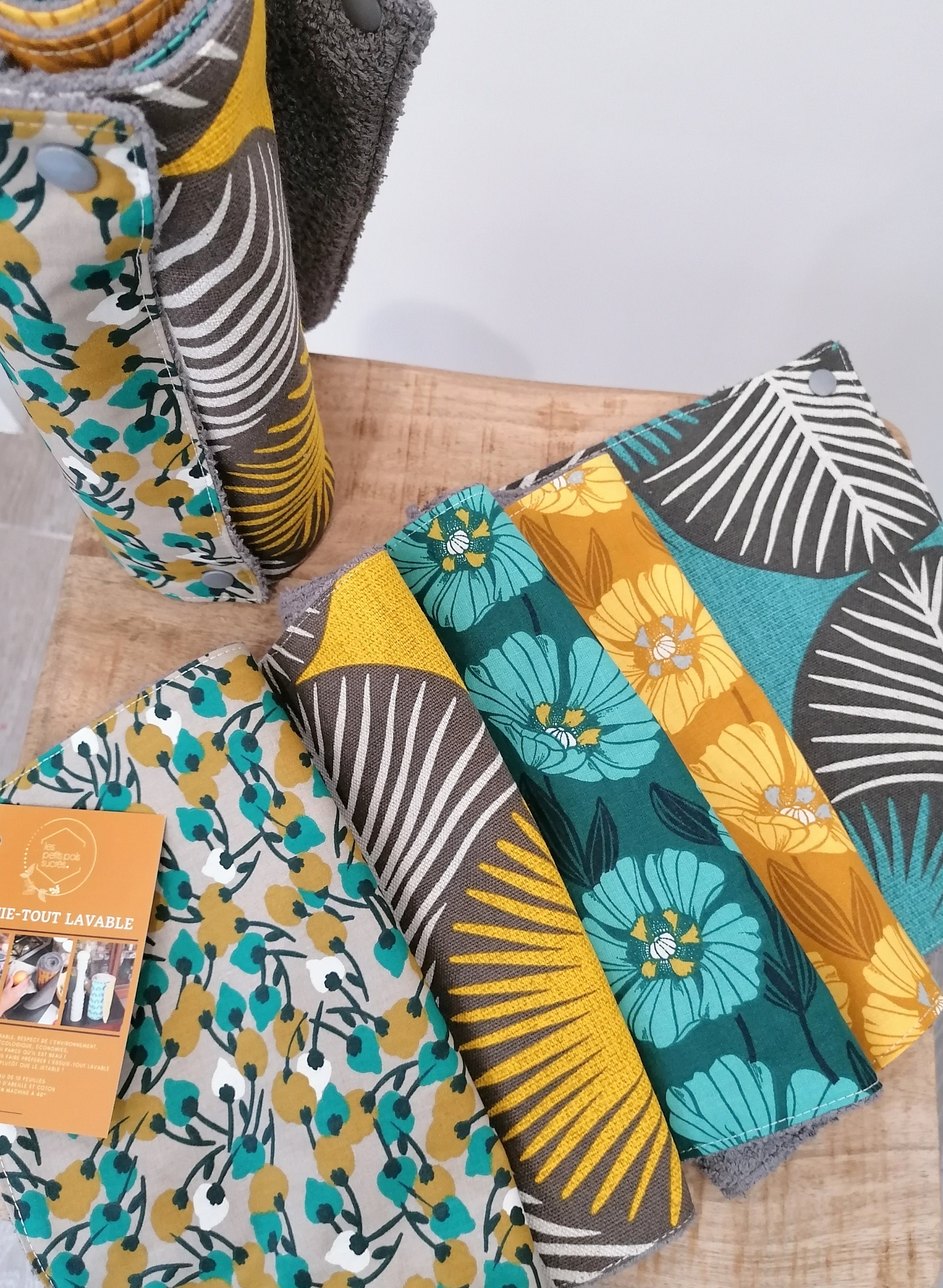 Rouleau Essuie Tout Lavable Canard et Moutarde 10 Feuilles