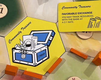 Community Treasure Scenario Hex and Card Expansion compatible with Settlers of Catan